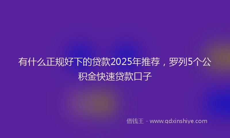 有什么正规好下的贷款2025年推荐，罗列5个公积金快速贷款口子