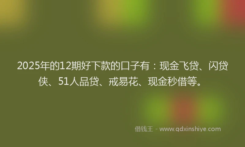 2025年的12期好下款的口子有：现金飞贷、闪贷侠、51人品贷、戒易花、现金秒借等。
