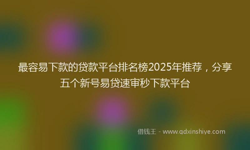 最容易下款的贷款平台排名榜2025年推荐，分享五个新号易贷速审秒下款平台