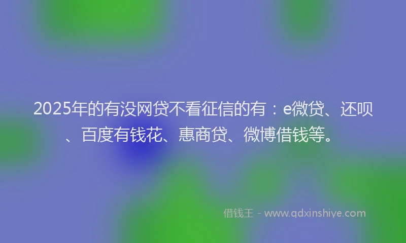 2025年的有没网贷不看征信的有：e微贷、还呗、百度有钱花、惠商贷、微博借钱等。