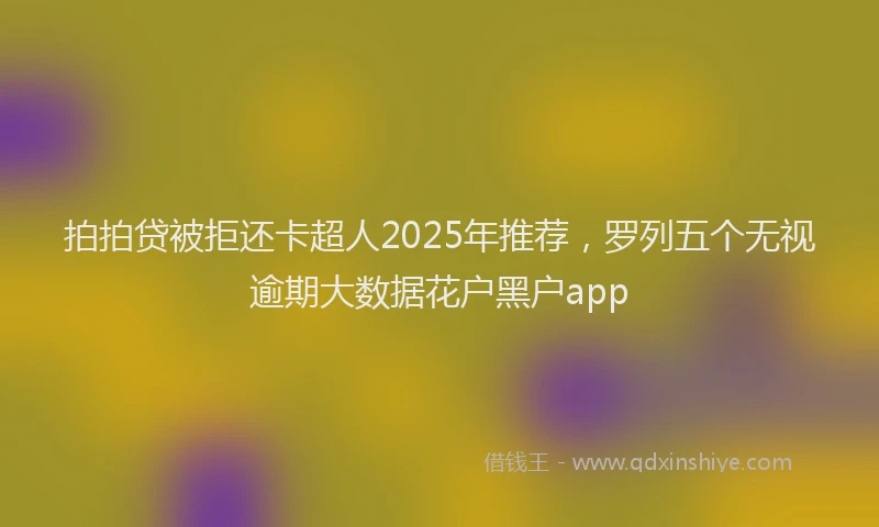 拍拍贷被拒还卡超人2025年推荐，罗列五个无视逾期大数据花户黑户app
