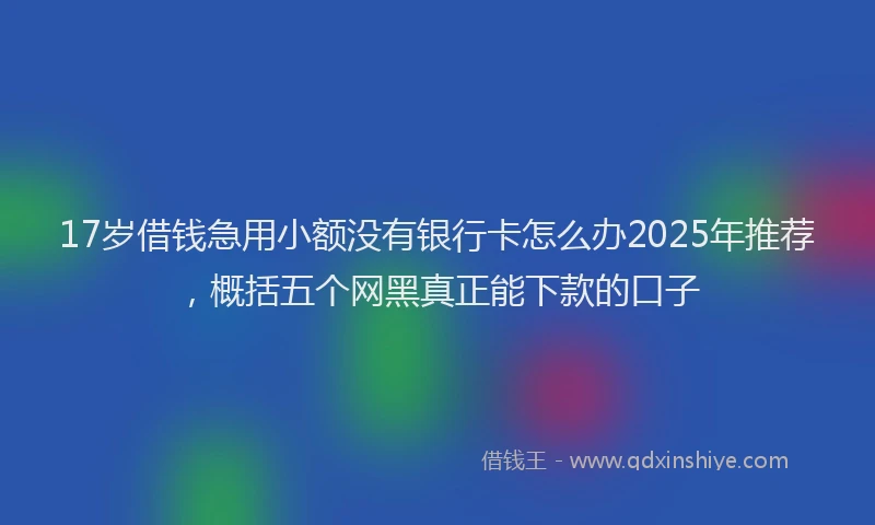 17岁借钱急用小额没有银行卡怎么办2025年推荐，概括五个网黑真正能下款的口子