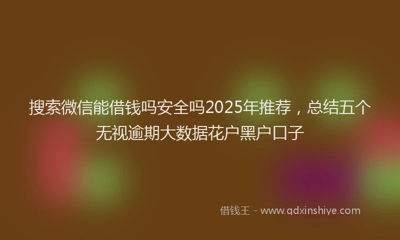 搜索微信能借钱吗安全吗2025年推荐，总结五个无视逾期大数据花户黑户口子
