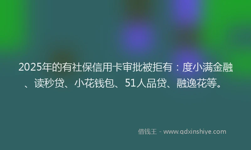2025年的有社保信用卡审批被拒有：度小满金融、读秒贷、小花钱包、51人品贷、融逸花等。