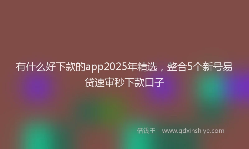 有什么好下款的app2025年精选，整合5个新号易贷速审秒下款口子