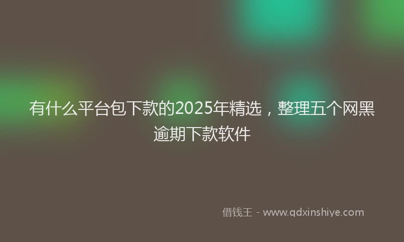 有什么平台包下款的2025年精选，整理五个网黑逾期下款软件