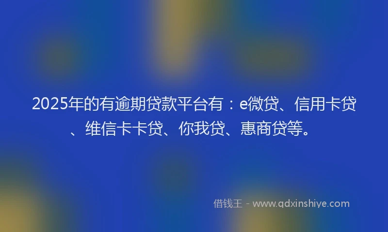 2025年的有逾期贷款平台有：e微贷、信用卡贷、维信卡卡贷、你我贷、惠商贷等。