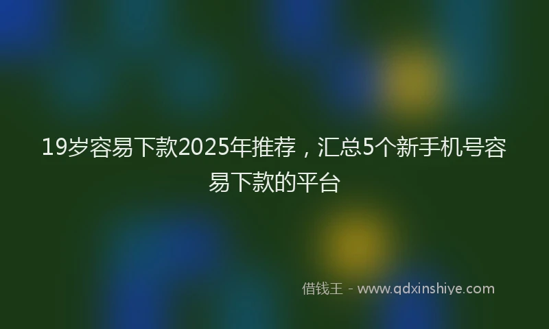 19岁容易下款2025年推荐，汇总5个新手机号容易下款的平台