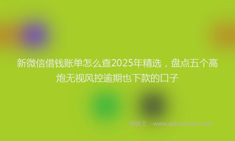 新微信借钱账单怎么查2025年精选，盘点五个高炮无视风控逾期也下款的口子