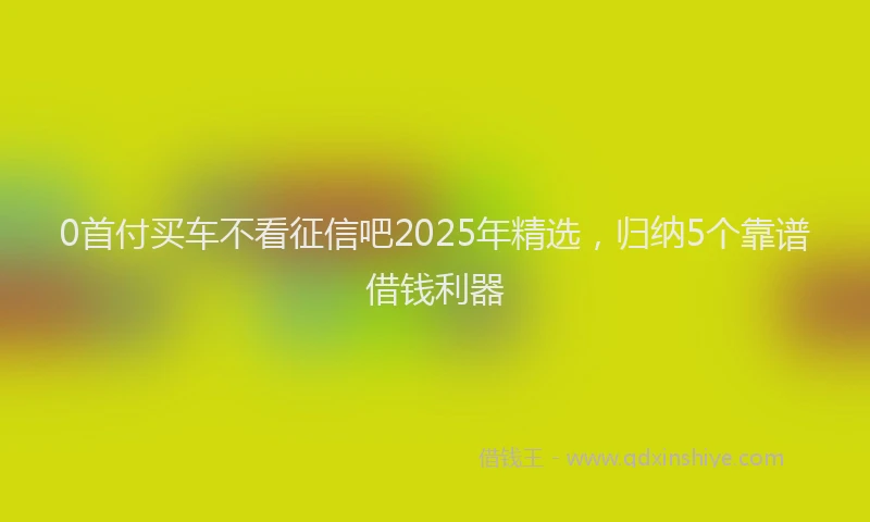 0首付买车不看征信吧2025年精选，归纳5个靠谱借钱利器