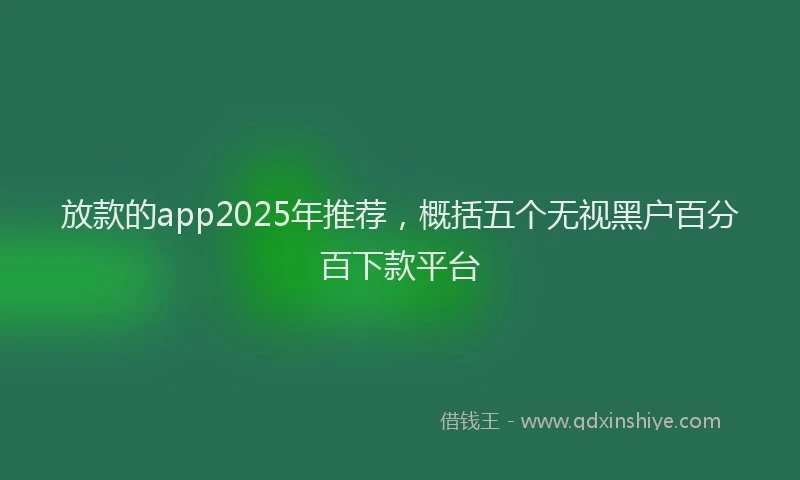 放款的app2025年推荐，概括五个无视黑户百分百下款平台