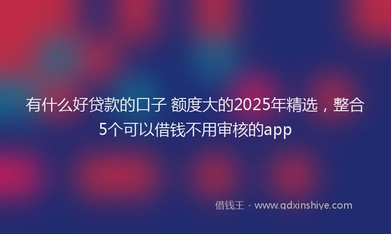 有什么好贷款的口子 额度大的2025年精选，整合5个可以借钱不用审核的app