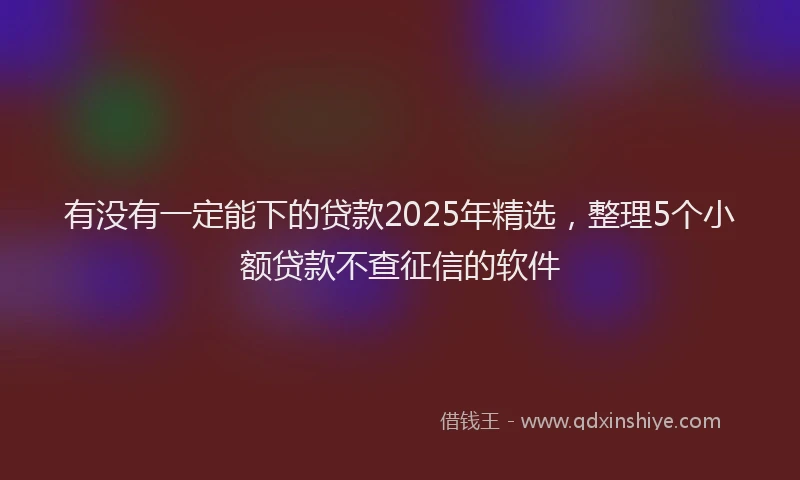有没有一定能下的贷款2025年精选，整理5个小额贷款不查征信的软件