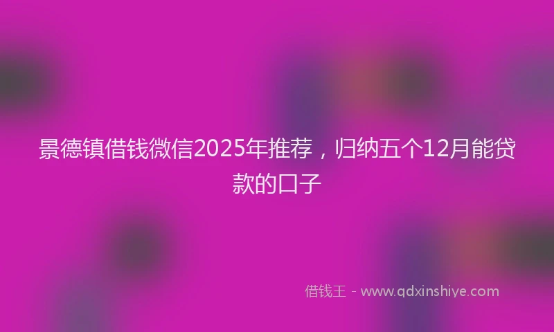景德镇借钱微信2025年推荐，归纳五个12月能贷款的口子
