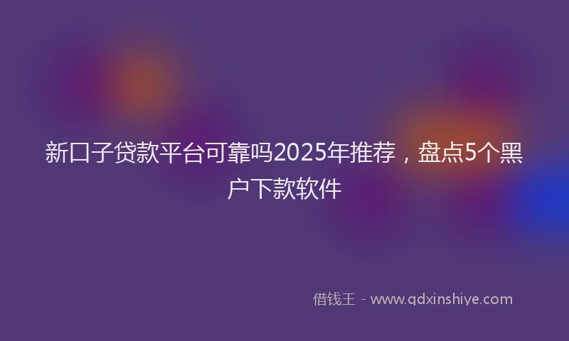 新口子贷款平台可靠吗2025年推荐，盘点5个黑户下款软件
