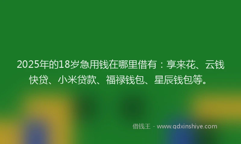 2025年的18岁急用钱在哪里借有：享来花、云钱快贷、小米贷款、福禄钱包、星辰钱包等。