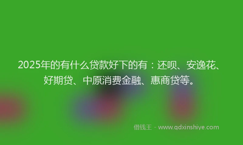 2025年的有什么贷款好下的有：还呗、安逸花、好期贷、中原消费金融、惠商贷等。