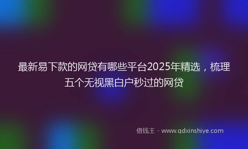 最新易下款的网贷有哪些平台2025年精选，梳理五个无视黑白户秒过的网贷