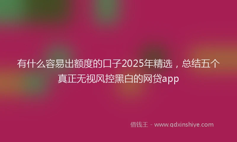 有什么容易出额度的口子2025年精选，总结五个真正无视风控黑白的网贷app