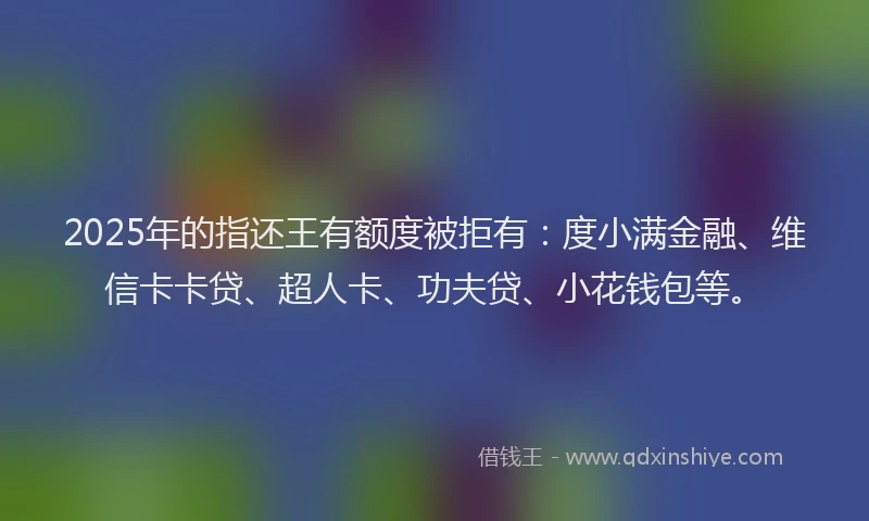 2025年的指还王有额度被拒有：度小满金融、维信卡卡贷、超人卡、功夫贷、小花钱包等。