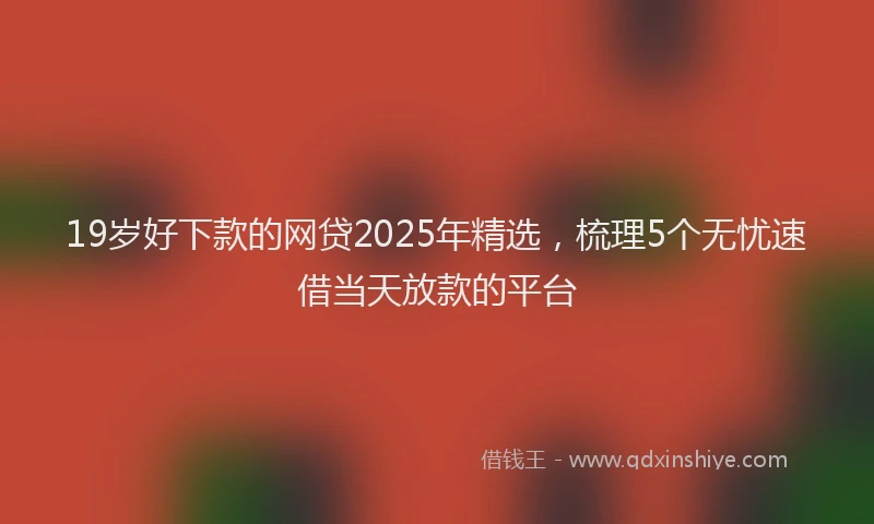 19岁好下款的网贷2025年精选，梳理5个无忧速借当天放款的平台