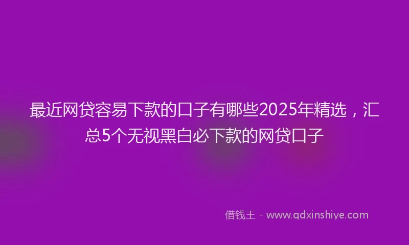 最近网贷容易下款的口子有哪些2025年精选，汇总5个无视黑白必下款的网贷口子