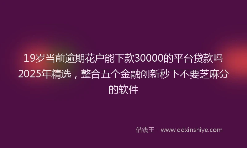 19岁当前逾期花户能下款30000的平台贷款吗2025年精选，整合五个金融创新秒下不要芝麻分的软件