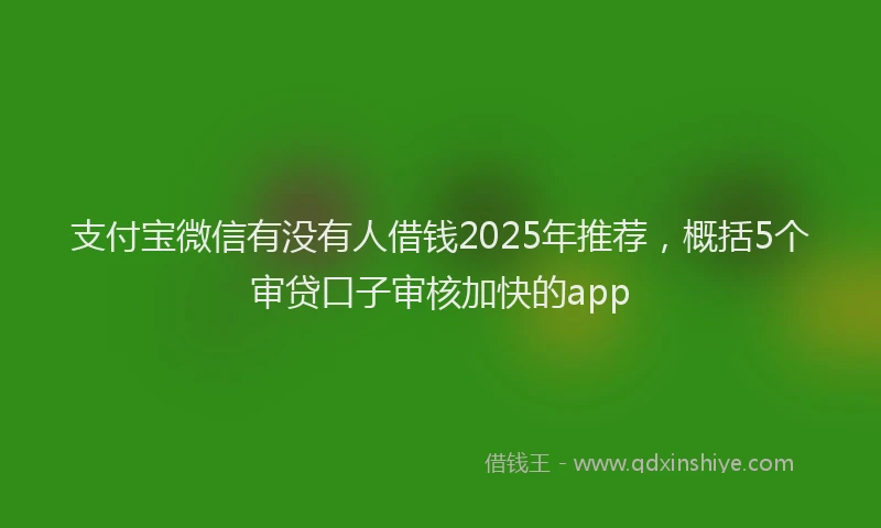支付宝微信有没有人借钱2025年推荐，概括5个审贷口子审核加快的app