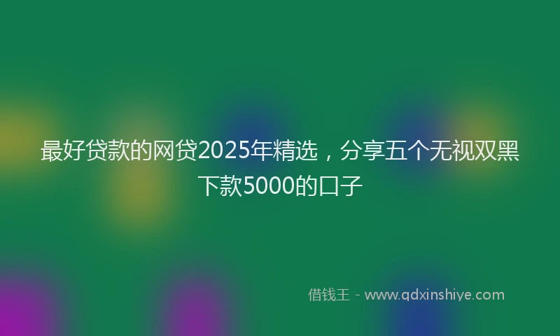 最好贷款的网贷2025年精选，分享五个无视双黑下款5000的口子