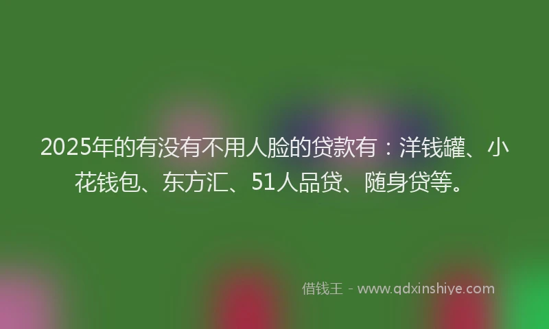 2025年的有没有不用人脸的贷款有：洋钱罐、小花钱包、东方汇、51人品贷、随身贷等。