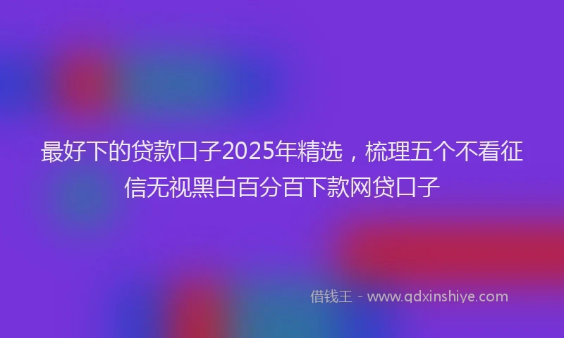 最好下的贷款口子2025年精选，梳理五个不看征信无视黑白百分百下款网贷口子