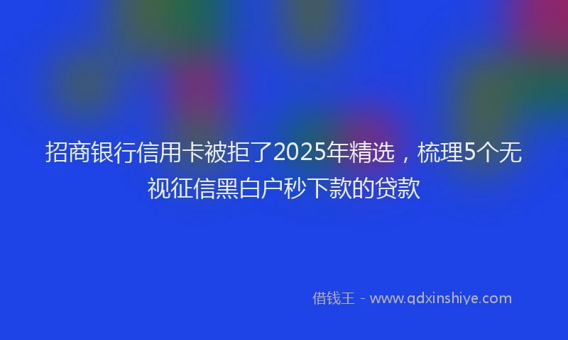 招商银行信用卡被拒了2025年精选，梳理5个无视征信黑白户秒下款的贷款