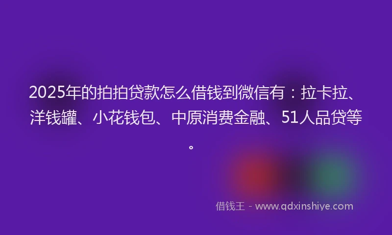 2025年的拍拍贷款怎么借钱到微信有：拉卡拉、洋钱罐、小花钱包、中原消费金融、51人品贷等。