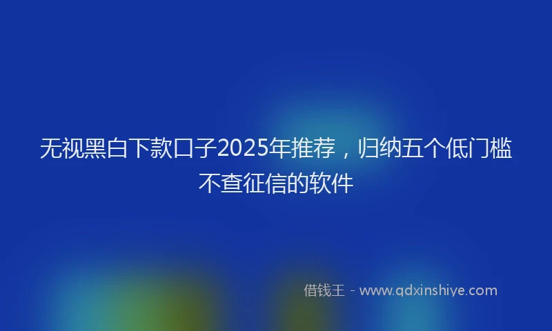 无视黑白下款口子2025年推荐，归纳五个低门槛不查征信的软件