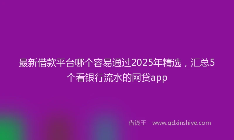 最新借款平台哪个容易通过2025年精选，汇总5个看银行流水的网贷app