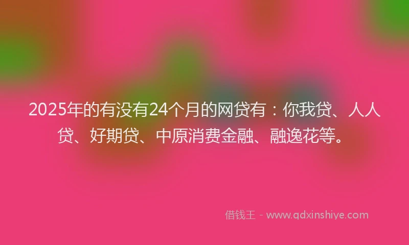 2025年的有没有24个月的网贷有：你我贷、人人贷、好期贷、中原消费金融、融逸花等。