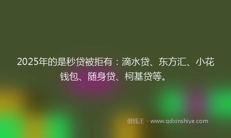 2025年的是秒贷被拒有：滴水贷、东方汇、小花钱包、随身贷、柯基贷等。