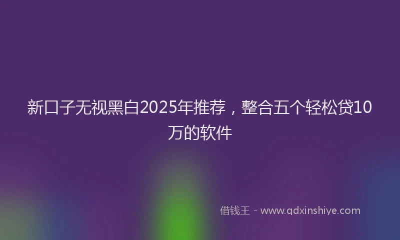 新口子无视黑白2025年推荐，整合五个轻松贷10万的软件