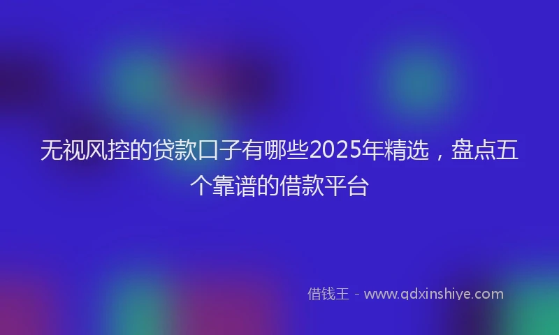 无视风控的贷款口子有哪些2025年精选，盘点五个靠谱的借款平台