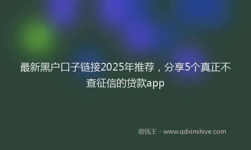 最新黑户口子链接2025年推荐，分享5个真正不查征信的贷款app