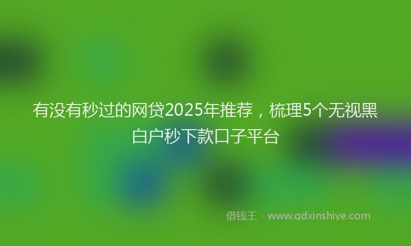 有没有秒过的网贷2025年推荐，梳理5个无视黑白户秒下款口子平台