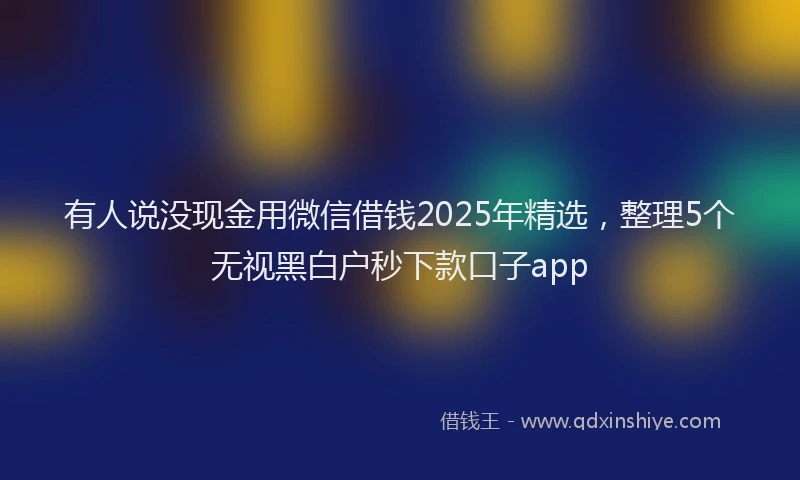 有人说没现金用微信借钱2025年精选，整理5个无视黑白户秒下款口子app