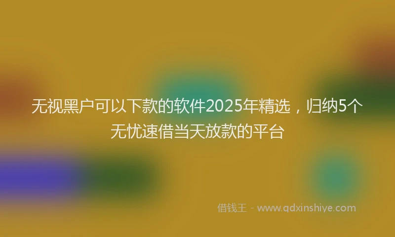无视黑户可以下款的软件2025年精选，归纳5个无忧速借当天放款的平台