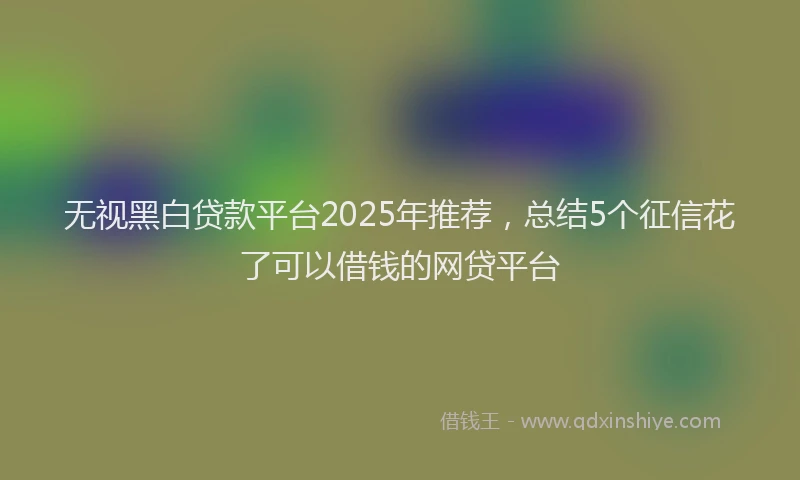 无视黑白贷款平台2025年推荐，总结5个征信花了可以借钱的网贷平台