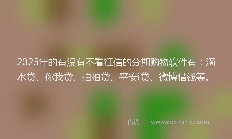 2025年的有没有不看征信的分期购物软件有：滴水贷、你我贷、拍拍贷、平安i贷、微博借钱等。