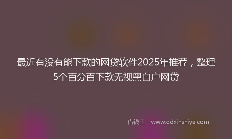 最近有没有能下款的网贷软件2025年推荐，整理5个百分百下款无视黑白户网贷