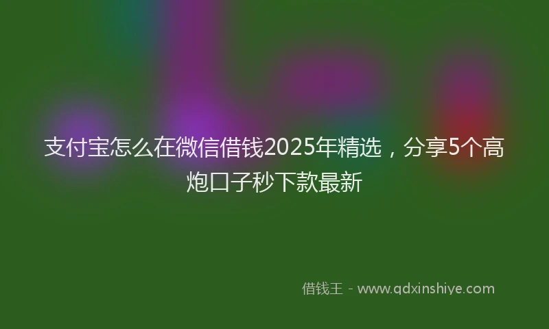 支付宝怎么在微信借钱2025年精选，分享5个高炮口子秒下款最新