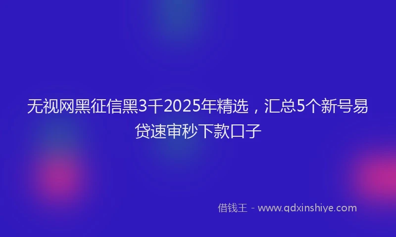 无视网黑征信黑3千2025年精选，汇总5个新号易贷速审秒下款口子