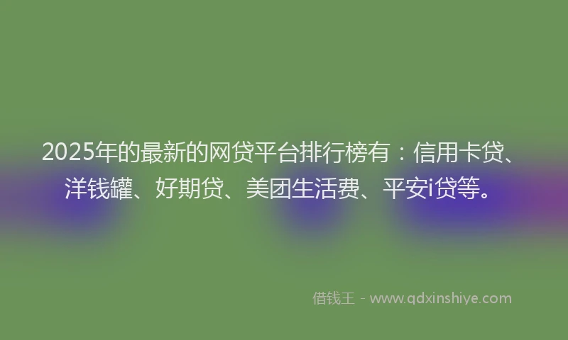 2025年的最新的网贷平台排行榜有：信用卡贷、洋钱罐、好期贷、美团生活费、平安i贷等。