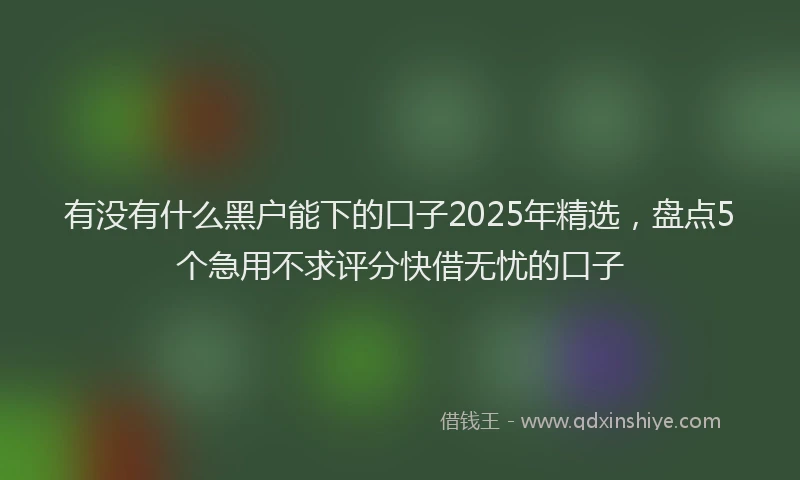 有没有什么黑户能下的口子2025年精选，盘点5个急用不求评分快借无忧的口子